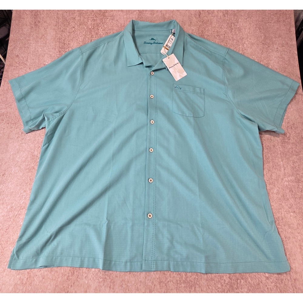 Tommy Bahama Coastal Breeze Check BT Shirt Blue Freeze 4XLB Silk Blend BT325383